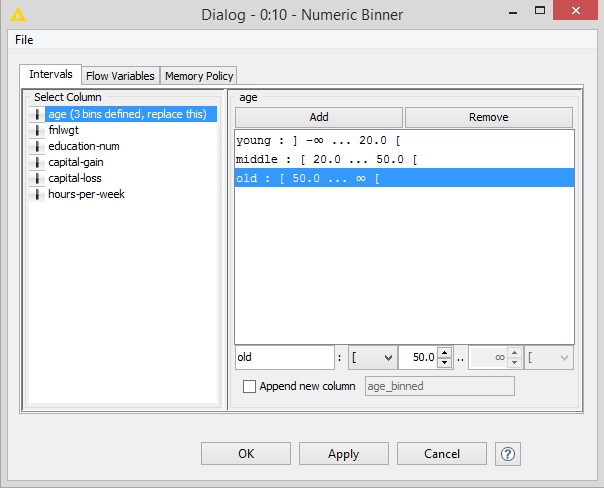 Numeric Binner of Field Age